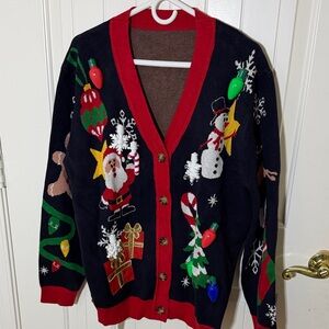 NWOT Festive Black and Red Men's Cardigan
